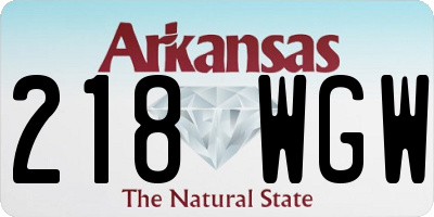 AR license plate 218WGW
