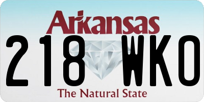 AR license plate 218WKO
