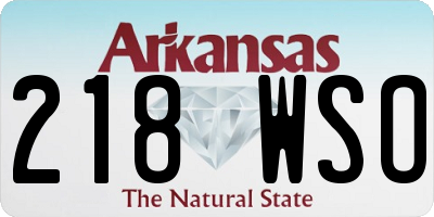 AR license plate 218WSO