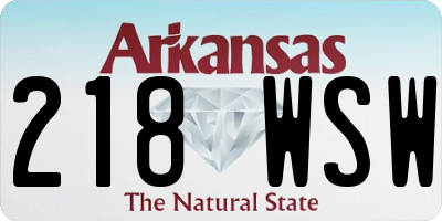 AR license plate 218WSW