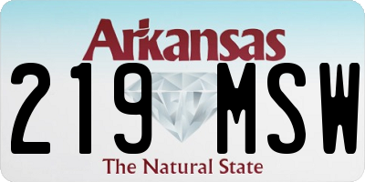 AR license plate 219MSW