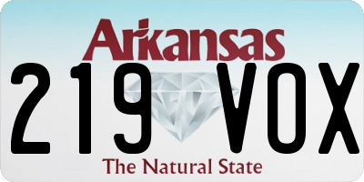 AR license plate 219VOX