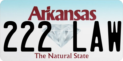 AR license plate 222LAW