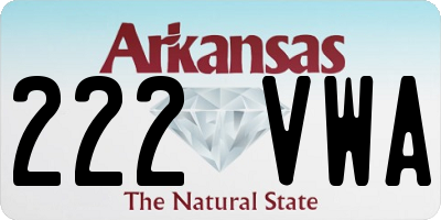 AR license plate 222VWA
