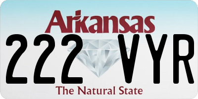 AR license plate 222VYR