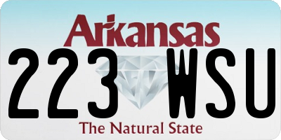 AR license plate 223WSU