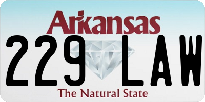 AR license plate 229LAW