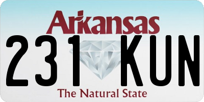 AR license plate 231KUN