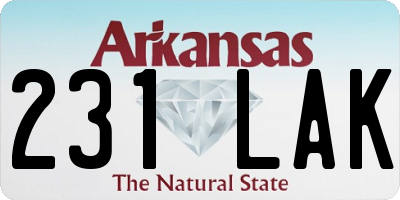 AR license plate 231LAK