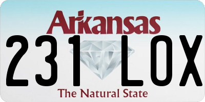AR license plate 231LOX