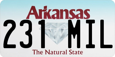 AR license plate 231MIL