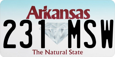 AR license plate 231MSW