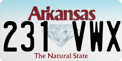AR license plate 231VWX