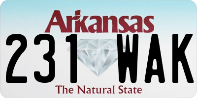 AR license plate 231WAK