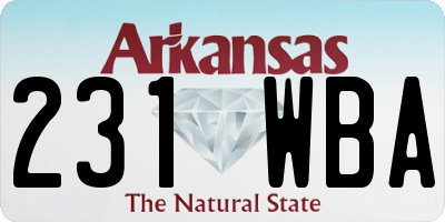 AR license plate 231WBA