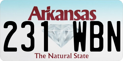 AR license plate 231WBN