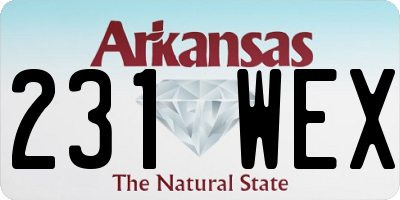 AR license plate 231WEX