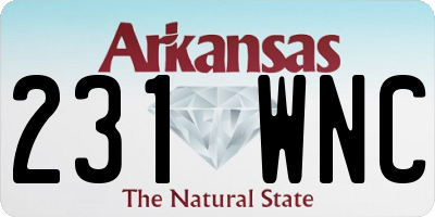 AR license plate 231WNC