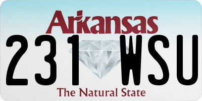 AR license plate 231WSU