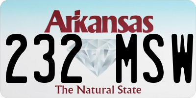 AR license plate 232MSW