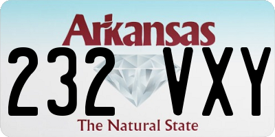 AR license plate 232VXY