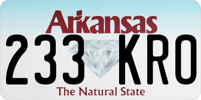 AR license plate 233KRO