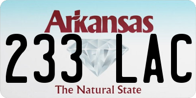 AR license plate 233LAC