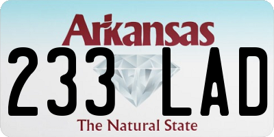AR license plate 233LAD