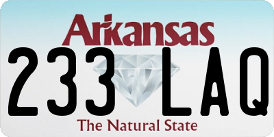 AR license plate 233LAQ