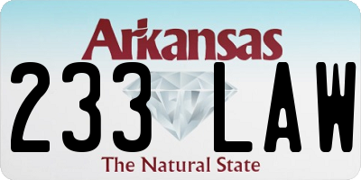 AR license plate 233LAW