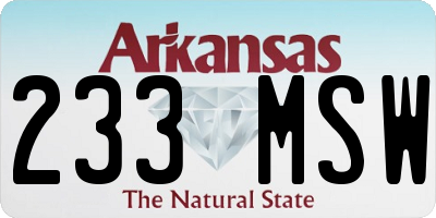 AR license plate 233MSW