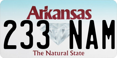 AR license plate 233NAM