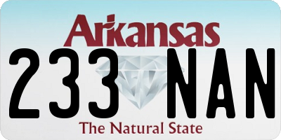 AR license plate 233NAN