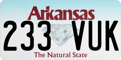 AR license plate 233VUK