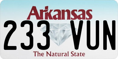 AR license plate 233VUN