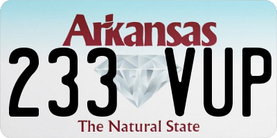 AR license plate 233VUP