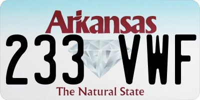 AR license plate 233VWF