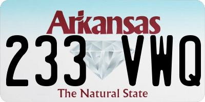 AR license plate 233VWQ
