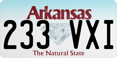 AR license plate 233VXI