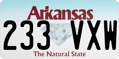 AR license plate 233VXW