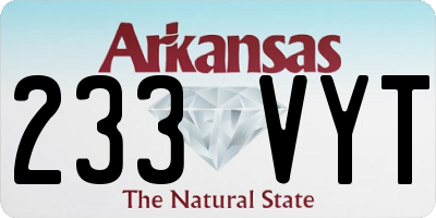 AR license plate 233VYT