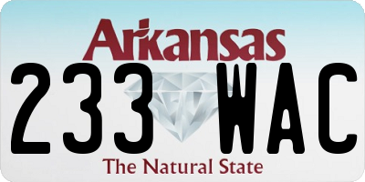 AR license plate 233WAC