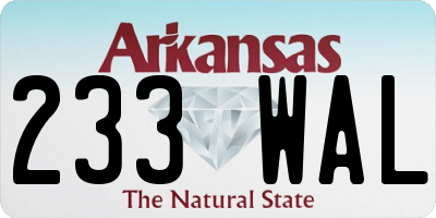 AR license plate 233WAL
