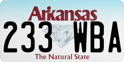 AR license plate 233WBA