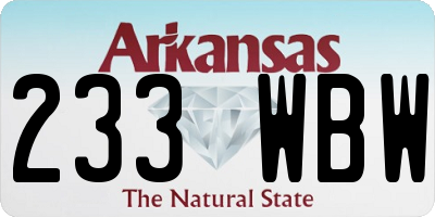 AR license plate 233WBW