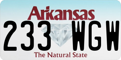 AR license plate 233WGW