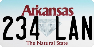 AR license plate 234LAN