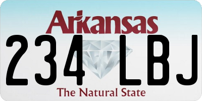 AR license plate 234LBJ
