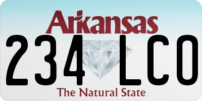 AR license plate 234LCO