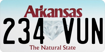 AR license plate 234VUN